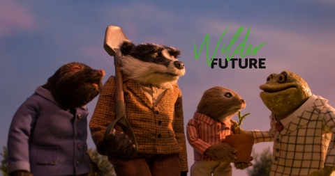 badger ratty toad and mole with wilder future logo
