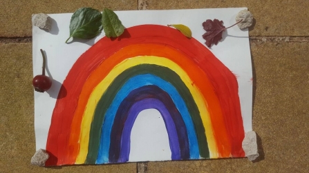 Painted picture of a rainbow 