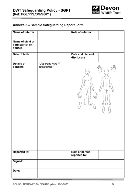  Sample Safeguarding Report Form page 1