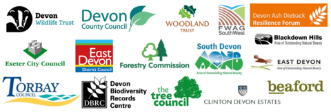 Logos of partner organisations with Saving Devon's Treescapes