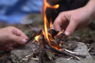 Fire lighting at forest school 