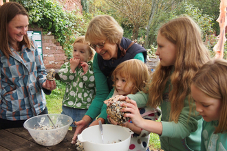 Making bird feeders at at Devon Wildlife Trust event 