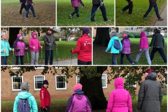 People learning Nordic Walking