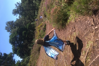 Girl with butterfly wings at Bystock Pools