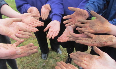 Wildlife Champions hands at conference after making seed bombs