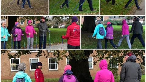 People learning Nordic Walking