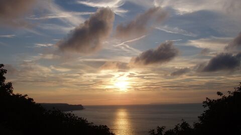 sunset over the ocean at Bucks Mill