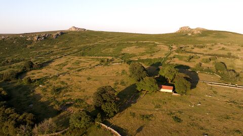 hillside with the rocky tors at the top, farmland and buildings alongside wildlife rich habitat
