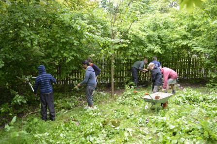 School children creating wildlife friendly school grounds