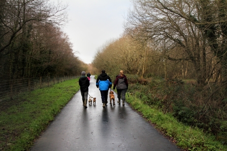 People walking at Teigngrace Meadow 