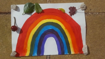 Painted picture of a rainbow