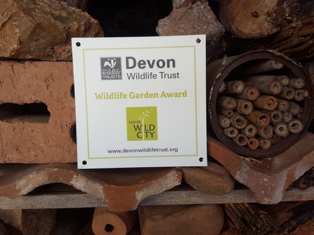 Exeter Wildlife Garden Award plaque