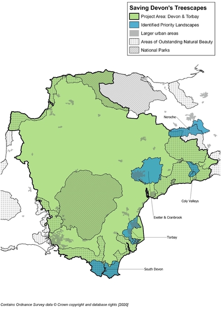 Saving Devon's Treescapes project areas