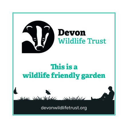 Plaque with DWT logo and 'this is a wildlife friendly garden'