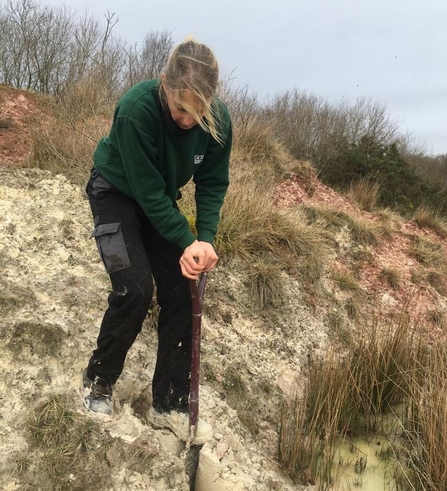 Caroline digging clay at Meeth