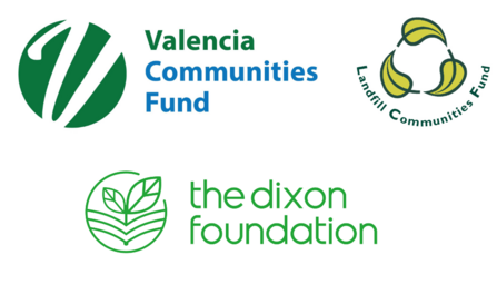 Logos of Valencia Communities Fund, Landfill Communities Fund and The Dixon Foundation